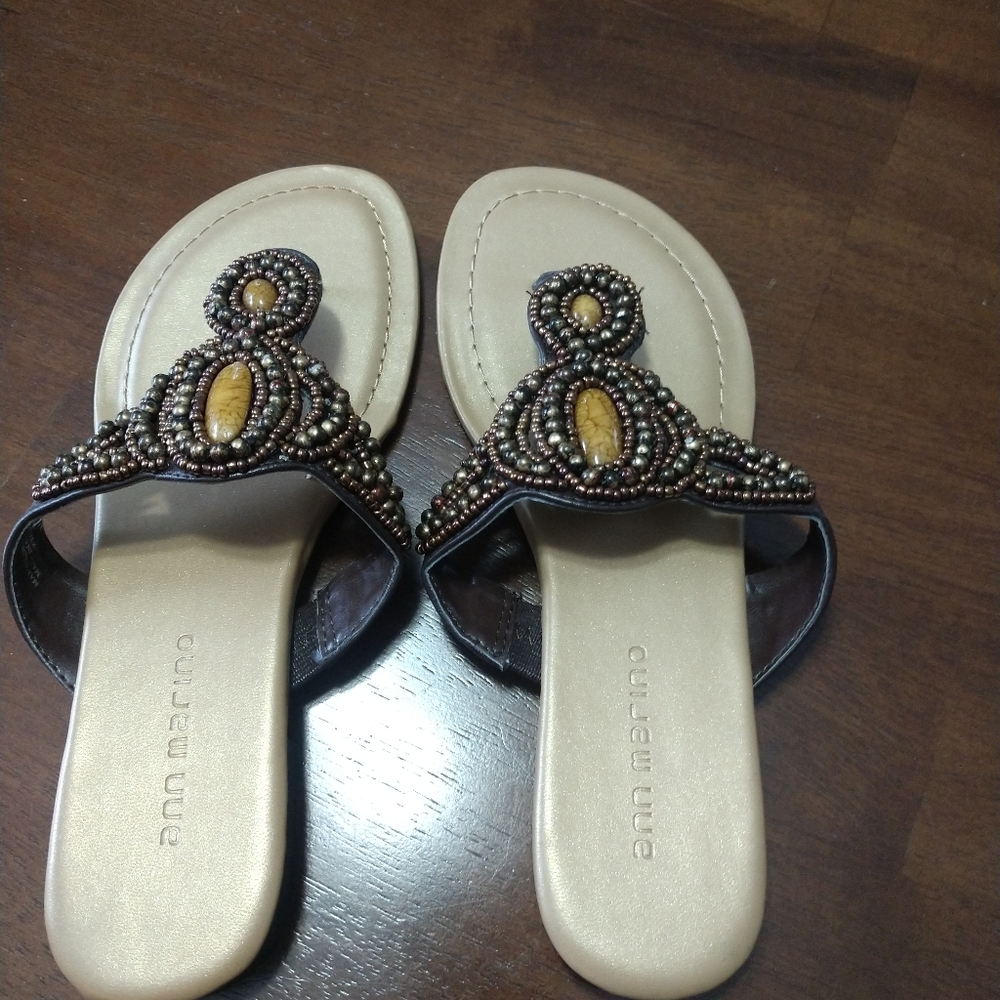Gorgeous Ann Marino sandals.   Beaded with jewels.   Classic boho style.